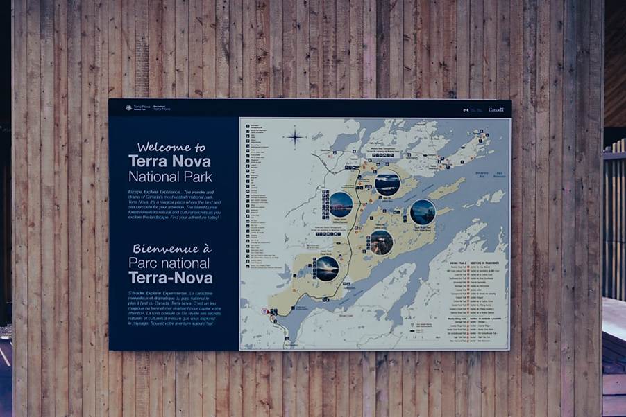 An image of the
Welcome to
Terra Nova
National Park
information display.