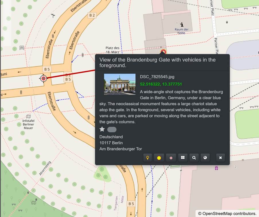 A screen shot of the Map Panel in IMatch.